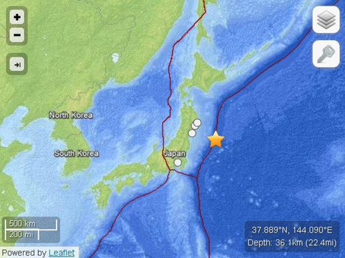 日本東北海域發生7.3級地震野田佳彥趕回官邸