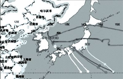 中國環保部發布的模擬軌跡圖。