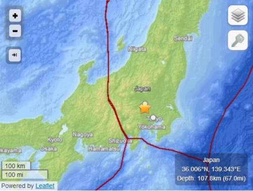 日本琦玉縣發生4.7級地震震中距東京47公里