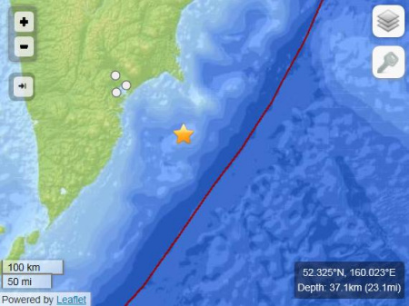 俄遠東海域發生6.0級地震震源深度36.7公里