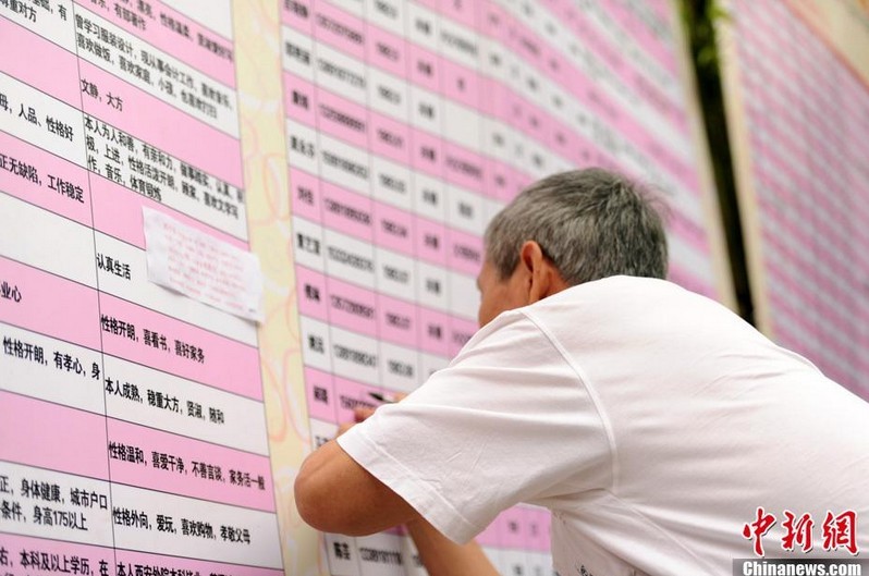 市場化，讓待婚青年的信息，在公開環境赤裸裸地被挑選、評判。目前，上海人民公園“生意紅火”，每周末的家長都超過500人。在杭州的萬松書院、黃龍洞公園相親會上，相親者也摩肩接踵。一位媽媽說，相親角里有一個潛在的市場價格。男的必須要有兩室一廳、最好位于市中心；不能和父母住在一起；房產名字必須是本人；工資每月8000元以上。只有具備了這些條件，才能到人民公園來找女朋友。